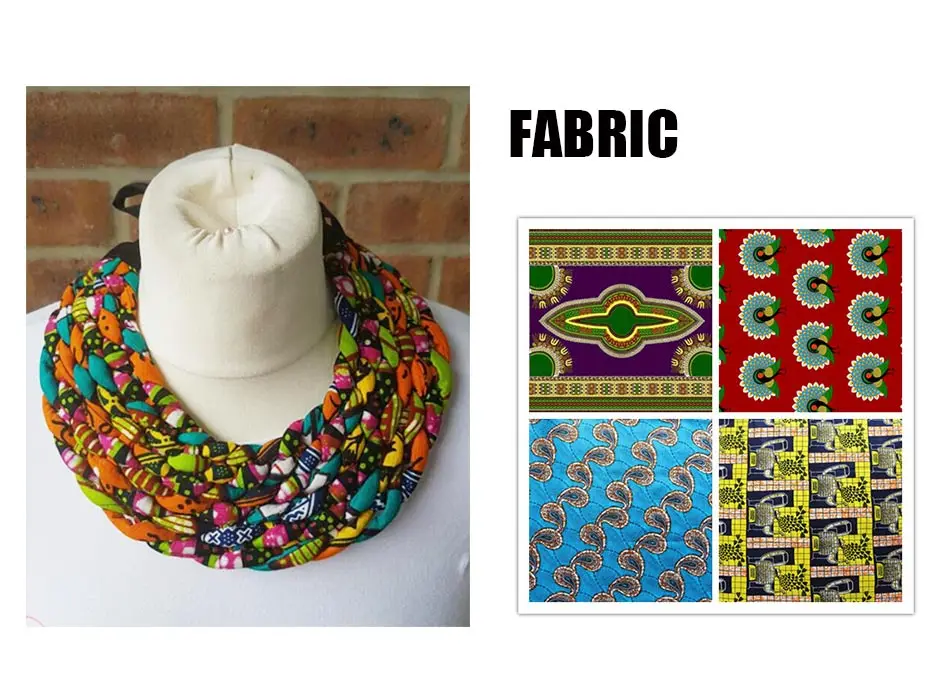 Африканское ожерелье, этнические ювелирные изделия, Анкара, ожерелье, плетение и твист, африканская ткань, летние ювелирные изделия WYB145
