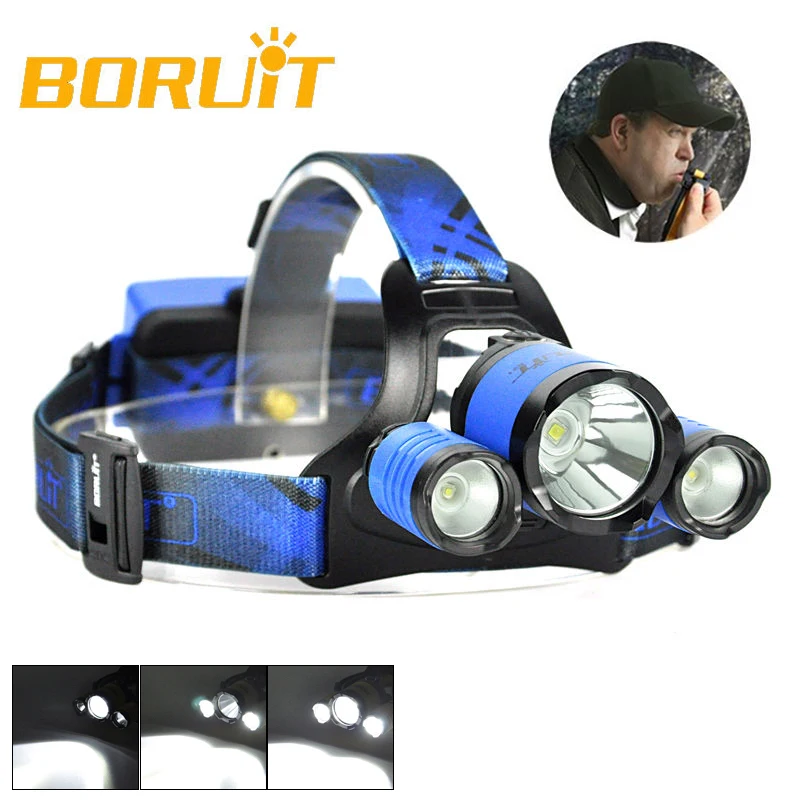 

B21 BORUiT Cycling light Headlight XM-L2+2*XPE blue Beauty of Enthusiasm Headlamp LED Hunting Headlamp Micro USB Torch