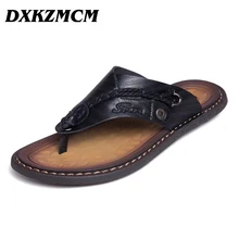 DXKZMCM для мужчин сандалии для девочек пояса из натуральной кожи Мужская Летняя обувь отдыха шлёпанцы женщин шлёпанцы женщи
