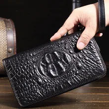 Vintage Männer frauen Aus Echtem Leder Geldbörsen Männlich Retro Alligator Rindsleder Kupplung Mann Echtem Leder Lässig Reißverschluss Geldbörse MS9040