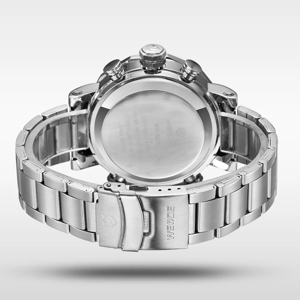 WEIDE Luxury Мужские кварцевые часы из нержавеющей стали Дата Цифровой LED белый