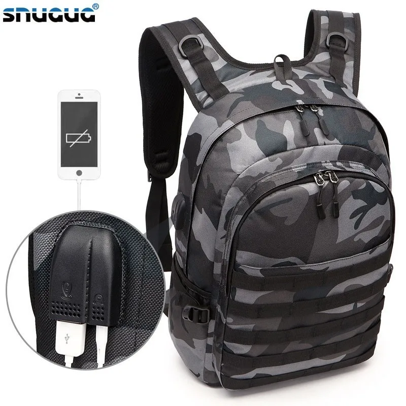 

Men Bag Battlefield Backpack Multifunction Large Capacity Camouflage Travel Oxford USB Headphone Jack Game Level 3 Bag Bagpack