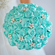 Тиффани Синий Розы свадебный брошь букет Невесты Свадьба Ювелирные Изделия Перлы Rhinestone Букет с цветами в Руках