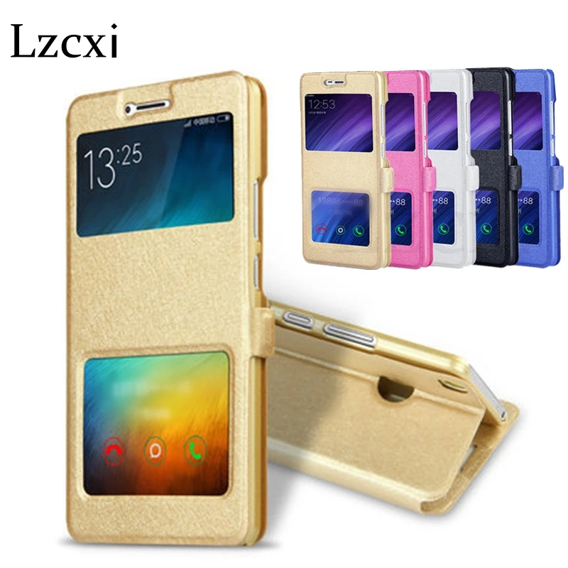 

Case For Xiaomi Redmi Note 5 Pro 5A Plus S2 4A 4X Leather Window View Silk Grain Flip Cover For Xiaomi Mi A1 A2 6X 5X 6 8 Coque