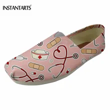 INSTANTARTS Повседневное девочка легкая парусиновая обувь милые кормящих печатных летние туфли на плоской подошве для медсестры цветочный дышащая обувь без застежки