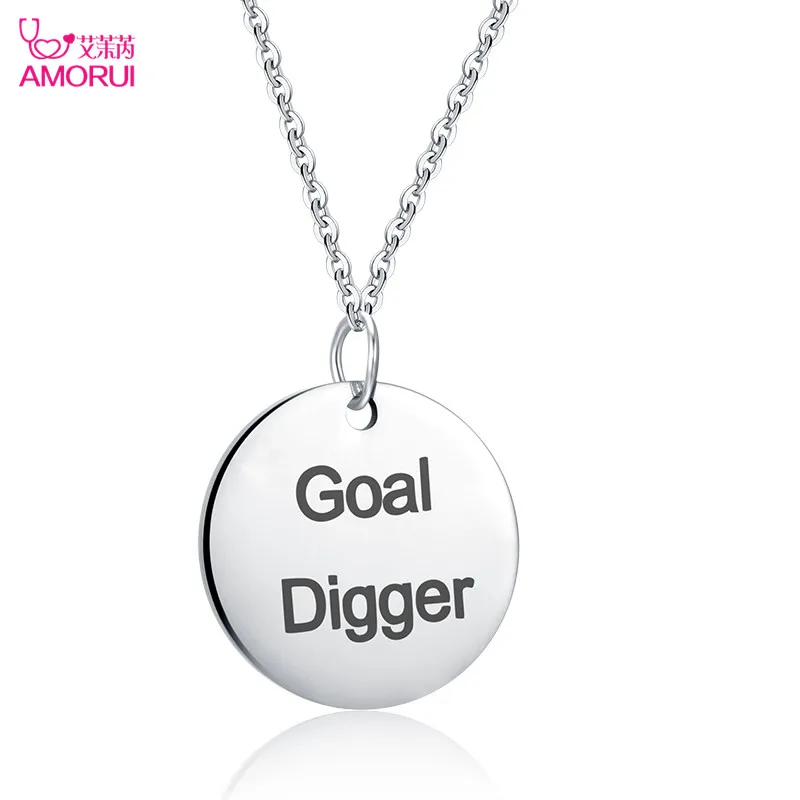 AMORUI Fashion Stainless Steel Circle Pendant With \