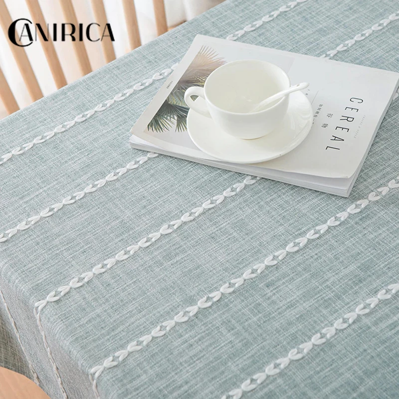  CANIRICA Tablecloth Linen Table Cloth Waterproof Dining Table Cover Rectangular Kitchen Home Decora