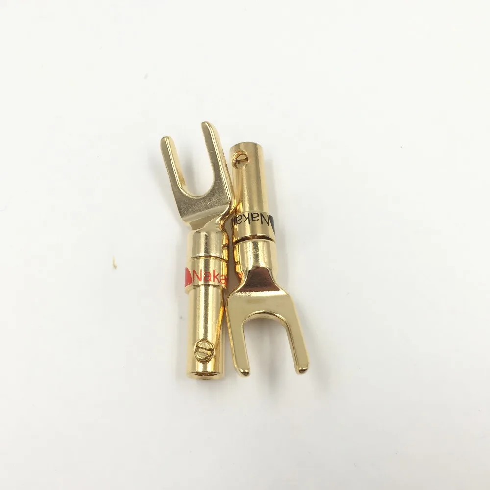 Banhado a Ouro e Prata Conector do Adaptador Frete Grátis Nakamichi Latão Banhado y Spade Speaker Plugs Áudio Garfo Parafuso 12 Pcs 3 High Quality Renovação da Casa