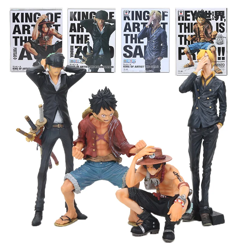 Beste 15 25cm Anime Een Stuk Monkey D Luffy Ace Koning Van Kunstenaar Roronoa Zoro Sanji brinquedos Action Figure model Speelgoed Kerstcadeaus