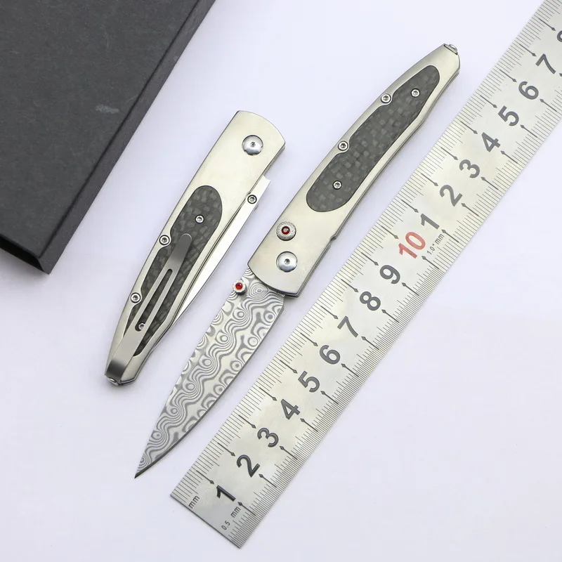 

William Henry Gentac B30 folding knife Damascus blade titanium outdoor survival camping hunting pocket fruit knife EDC practical