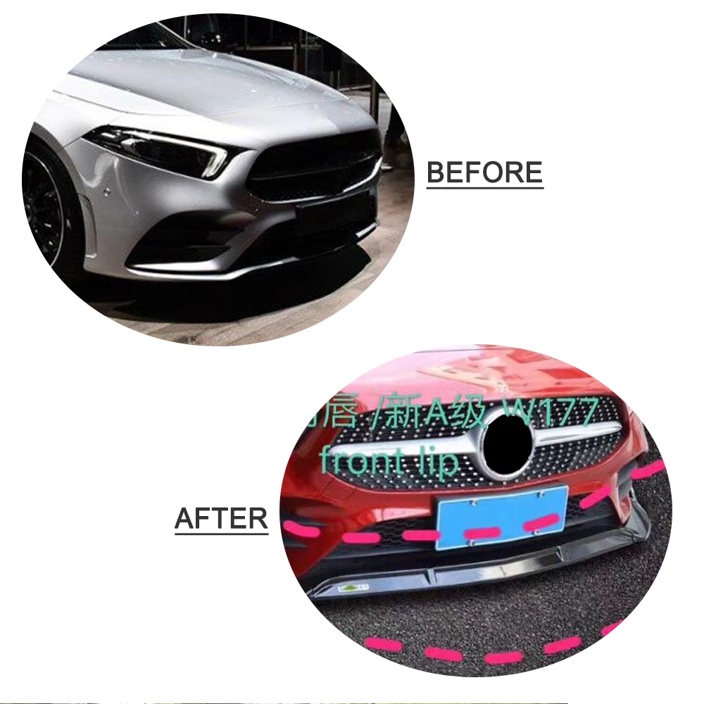 Автомобильный передний бампер спойлер для Mercedes Benz A Class W177 Sport A180 A200 A45 AMG 2019 3