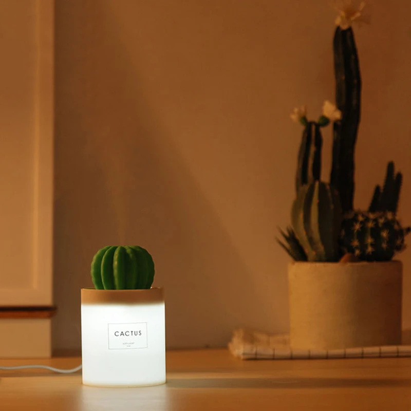 Мини Ночной светильник детский с прохладным туманом увлажнитель в форме кактуса лампа спальня для девочки Лучший подарок с таймером автоматическое отключение