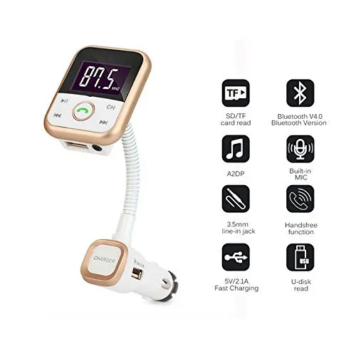 

Support USB Flash Driver and Micro SD Card AUX output and input Car MP3 Player Bluetooth FM Transmitter, Wireless Radio Audio