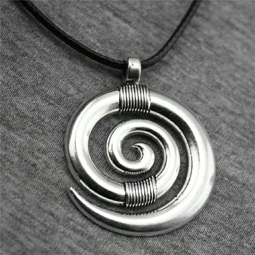 

WYSIWYG 35x29mm Swirl Pendant Leather Chain Necklace, Vintage Men Necklace Jewelry Dropshipping 2018 New Arrivals