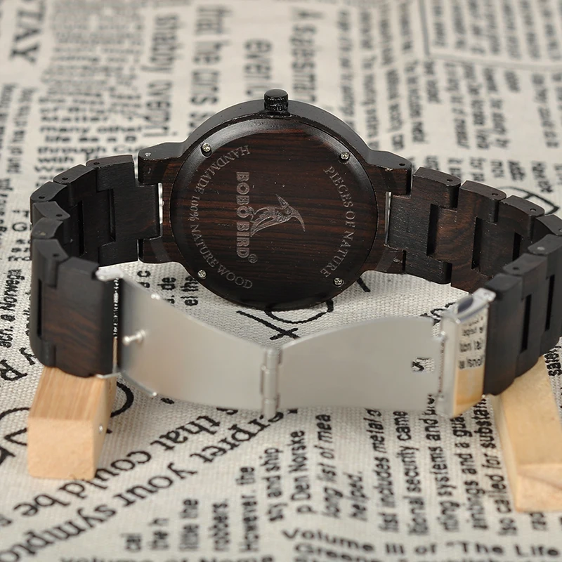 BOBO BIRD Quartz Watch Men Zebra Wood Case Accessory Dial Wooden Strap Customized Gift OEM J-Q19