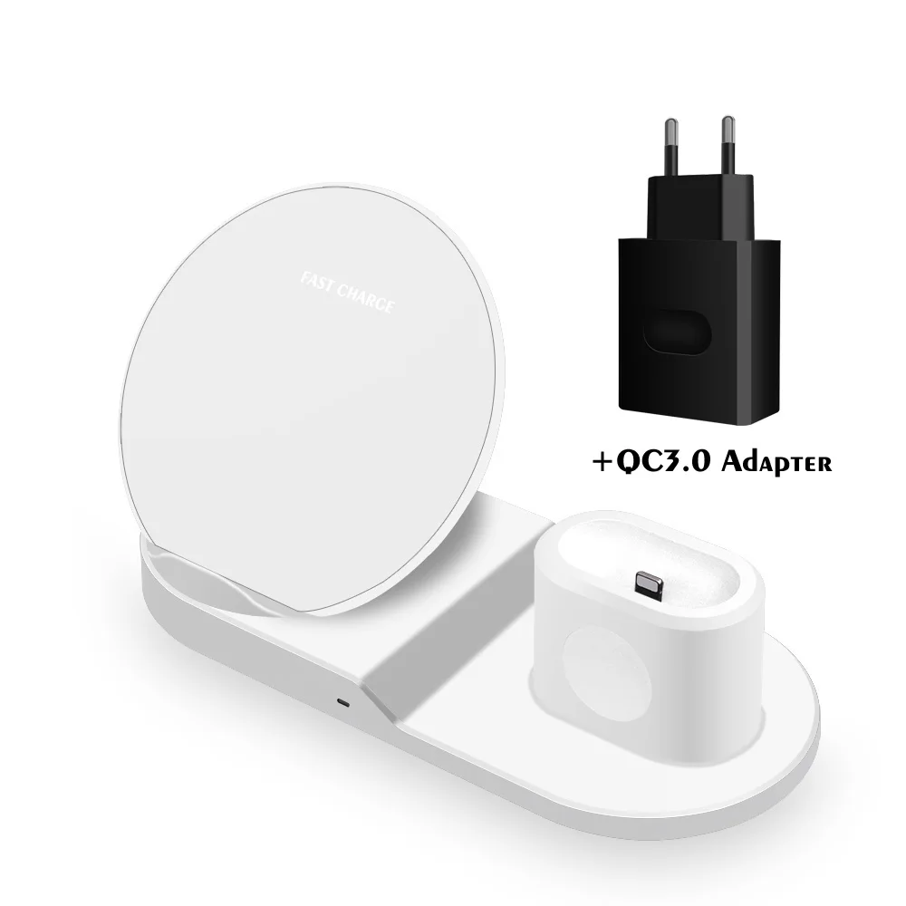 FDGAO Qi Беспроводное зарядное устройство Быстрая зарядка для iPhone 8 X XS Max XR Apple Watch 4 3 2 Airpods 10 Вт Быстрая зарядка для samsung S9 S8 S7