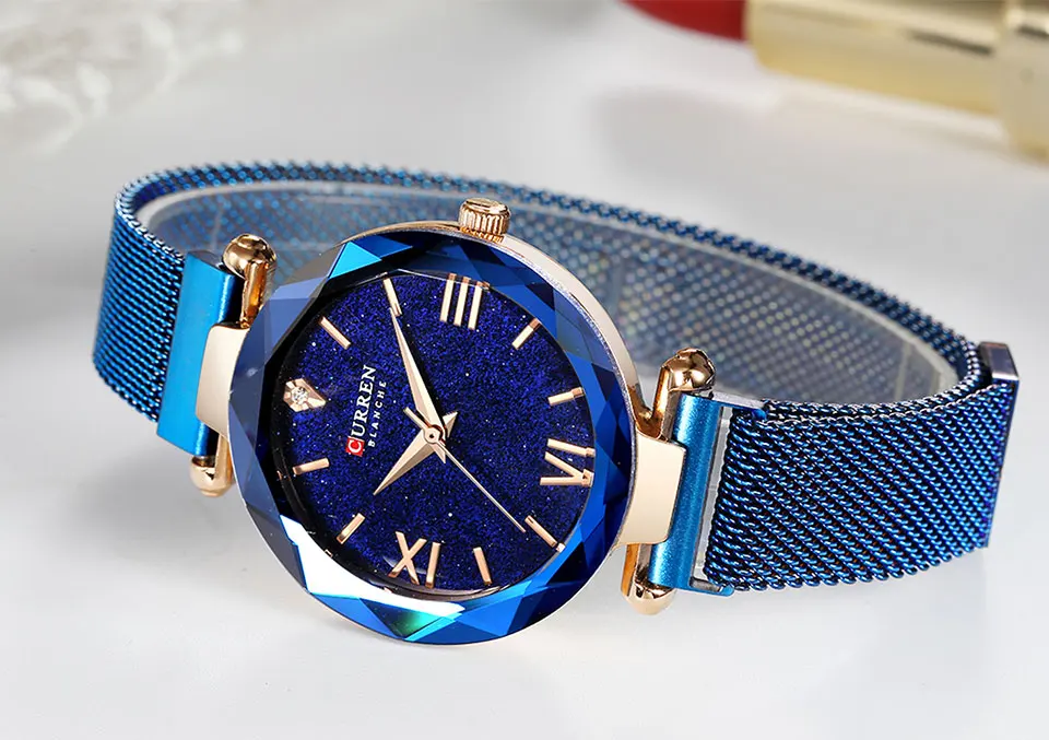 CURREN Роскошные женские наручные часы со стразами модные креативные женские наручные часы романтическое звездное небо кварцевые часы подарок на день Святого Валентина фиолетовый