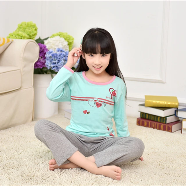 2016 kids Pajamas Set Teens Girls Pyjamas Fashion Long Sleeve Sleepwear