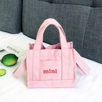 

Mini Shopping Bag Zipper Canvas Beach Bag White Casual Tote Small Square Personality Package Hight Simple Design Healthy HandBag