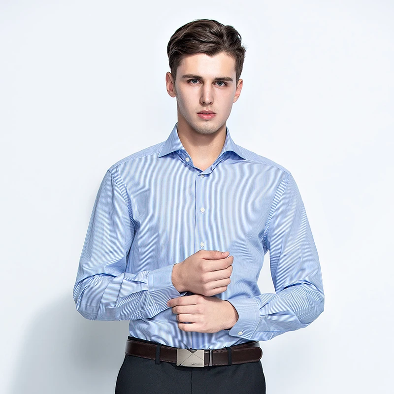 Белая синяя рубашка в полоску мужская рубашка с коротким рукавом с длинным рукавом деловая рабочая одежда Рубашка Формальная рубашка тело тонкая дюймовая рубашка корейский Ed