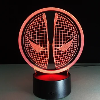 

Deadpool Mask Face Logo 3D Lamp Acrylic Stereo Illusion LED Holiday Christmas Gift 7 Colors Night Light Home Decor Drop Shipping