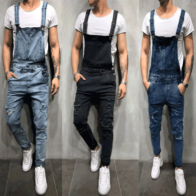 

Men's Jeans New Men's Denim Straps Hole Suspenders Large size New Bib Men's Modis Overalls More size S-XL XXL XXXL