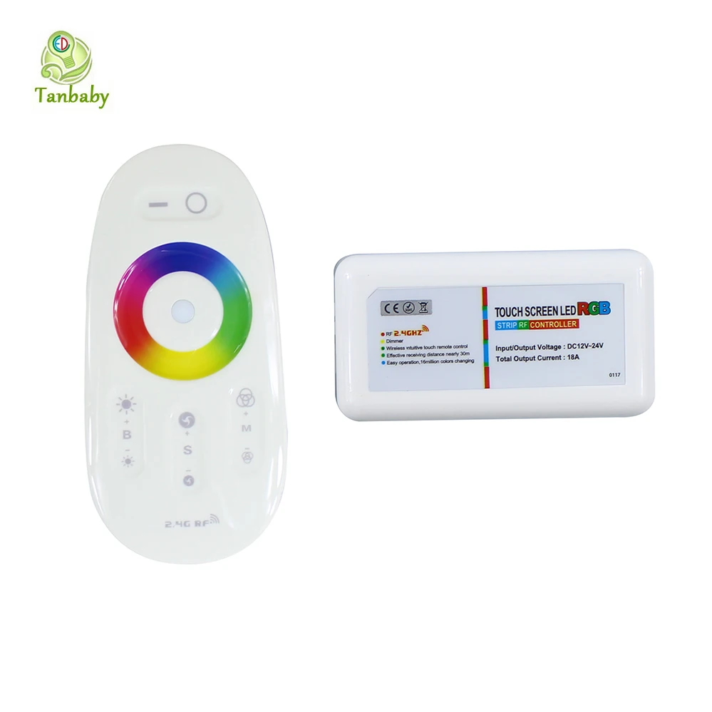 Tanbaby 2 4G touch screen RGB led controller DC12 24A RF remote control for 5050 3528