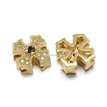 

Greek Cross Environmental Brass Micro Pave Cubic Zirconia Multi-strand Links, Lead Free & Nickel Free & Cadmium Free, Golden,