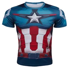 Marvel Super Hero Captain America Batman T shirt Men Armour Base Layer Short Sleeve Thermal Under Top new Fitness tshirt homme