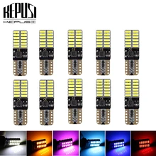 Buy 10x 12V 24V Non polarity Canbus T10 LED bulbs with 4014SMD 24 leds Light 194 168 W5W LED LAMP white blue NO OBC ERROR Free Shipping