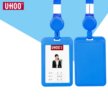 

UHOO New Plastic Retractable Neck Strip ID Card Badge Holder with Neck Lanyard Identity Badge Holders Office Name Tag