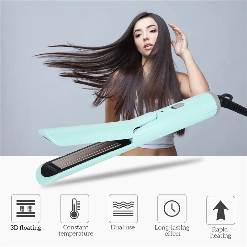 

2 In 1 Mini Hair Straightener Curler 3D floating Curling Iron Ceramic Constant Temperature Fast Heating Up Hair Styling Tools 37