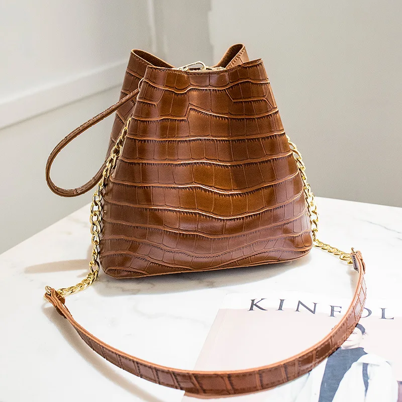 

New Fashion Women Bags Crocodile texture Shoulder bags women Luxury designer HandBags High Quality Casual Ladies Bucket Bag