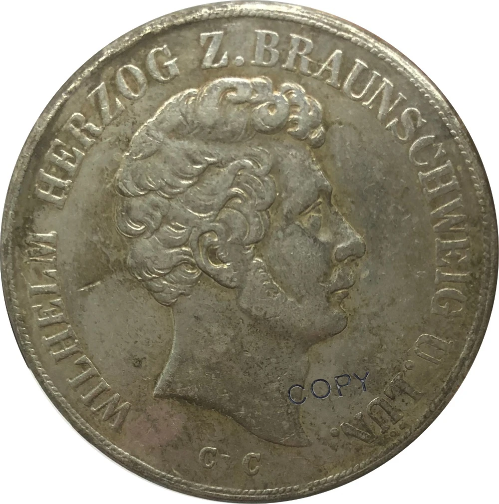 

1844 Германия 2 thaler (3 1/2 Gulden) Cupronickel покрытие серебро КОПИЯ монета