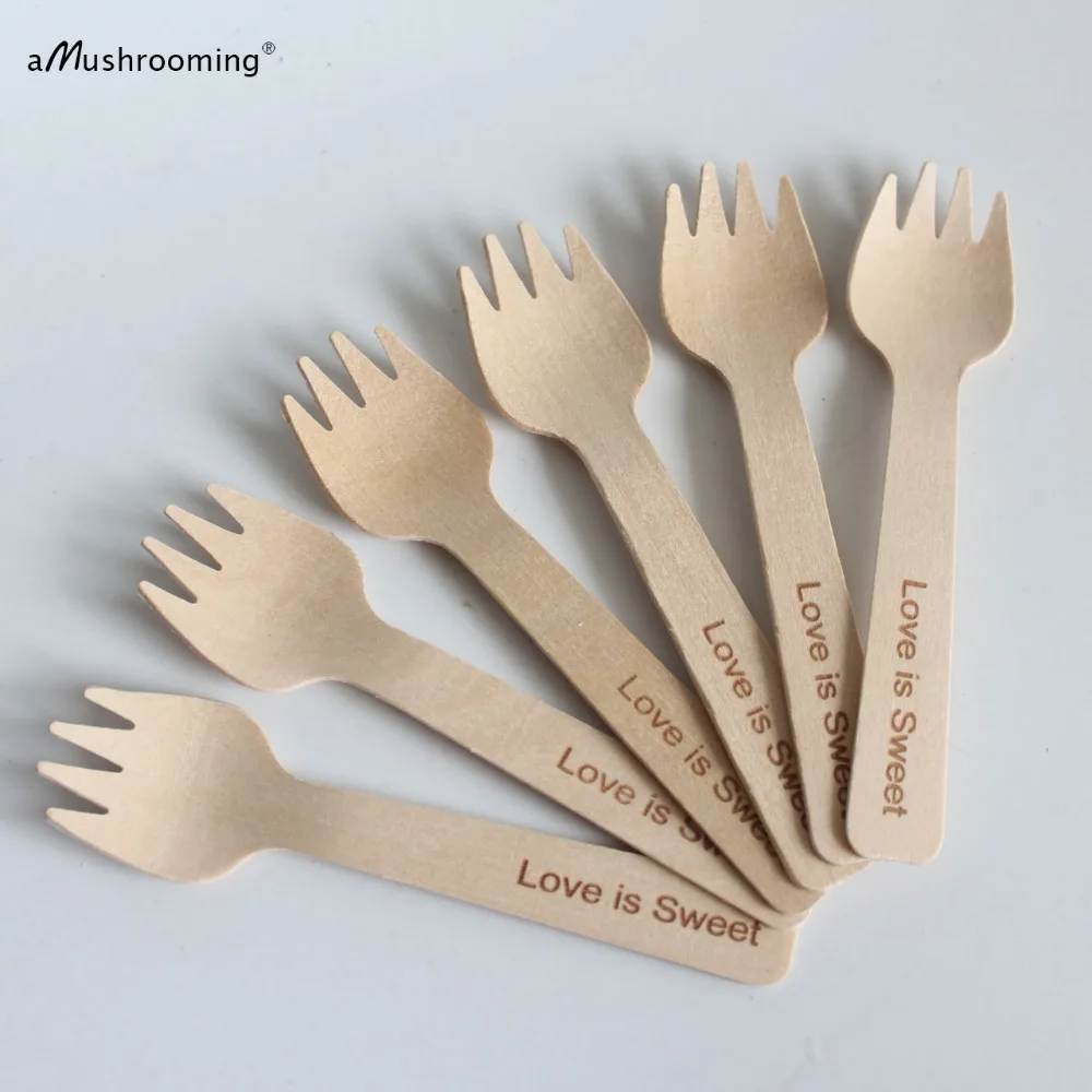 X100 деревянный Sporks Одноразовые индивидуальные столовые приборы | Свадебные 10 5 см