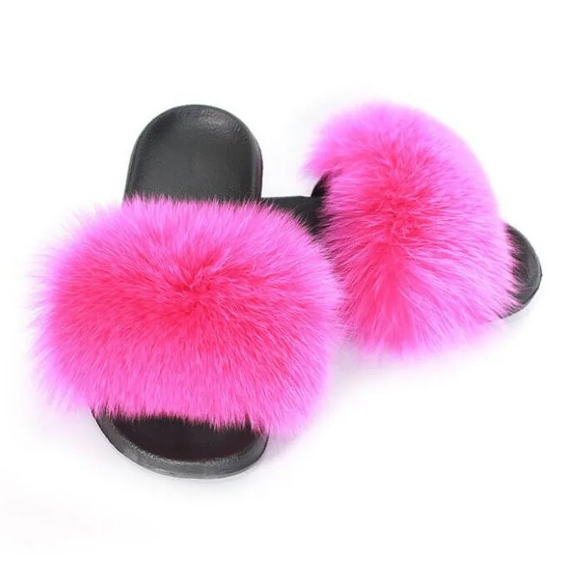 Новинка 2020 женские тапочки FXFURS из натурального Лисьего меха летние модные