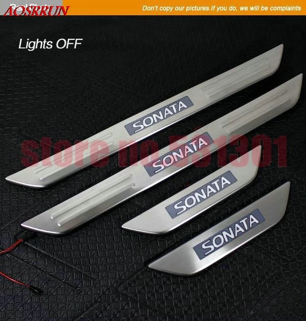 Светодиодный накладки на пороги из нержавеющей стали для hyundai Sonata YF 8 Gen 2011 2012 2013 автомобильные аксессуары 3D наклейки для автомобиля