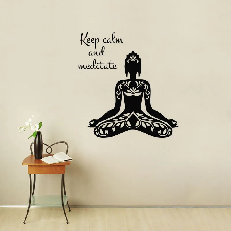 

Keep Calm And Meditate Wall Stickers Yoga Pose Wall Decoration Vinyl Sticker Creative Wall Decals