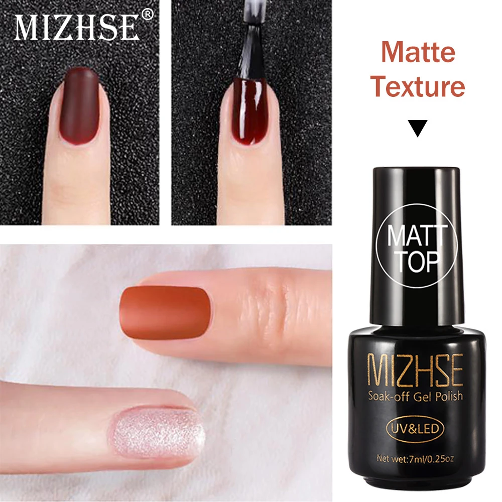 MIZHSE 7ml Matt Top Coat Gel For Nail Art UV Soak-Off Dull Frosted Surface Permanent Gel Varnishes Nail Lacquer