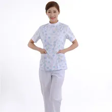 Для женщин костюм медика устанавливает медсестра Больничная форма стоматологическая клиника Красота салон короткий рукав с цветочным принтом Медицинские комплекты