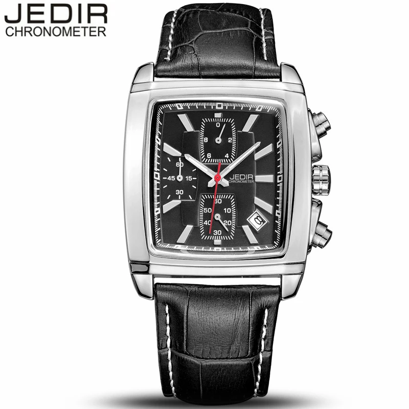 

JEDIR relogio saat masculino Mens Watches Men Military Sport Luminous Wristwatch Chronograph Leather Quartz Watch montre N55