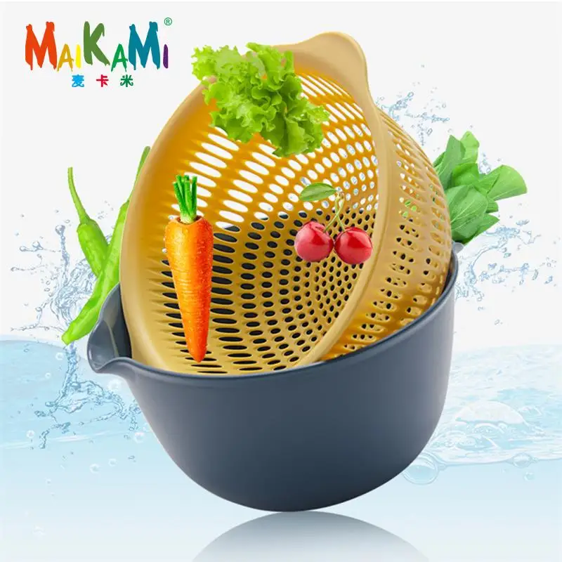 

MAIKAMI Fruit Vegetable Washing Basket Strainer Portabl PP Colander Drainer Kitchen Tools