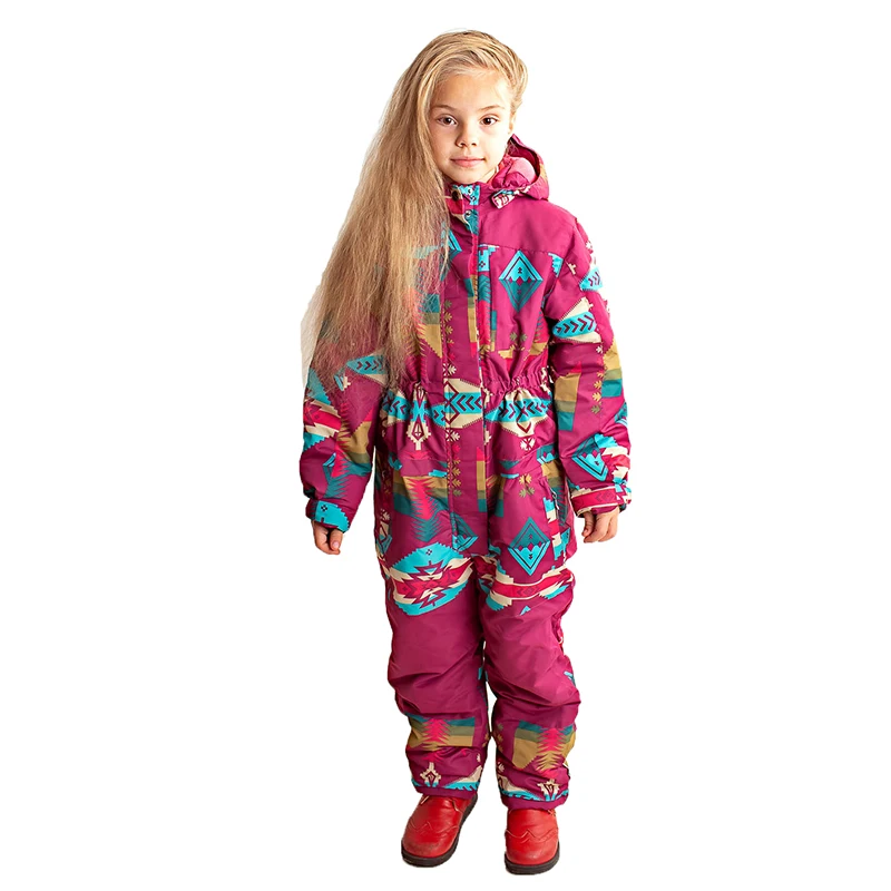 

2019 New Arrival Winter Girls Snowsuit Kids Ski Suit One-piece Thick Warm Hooded Outdoor Waterproof Windproof Ski Snowboard -30C