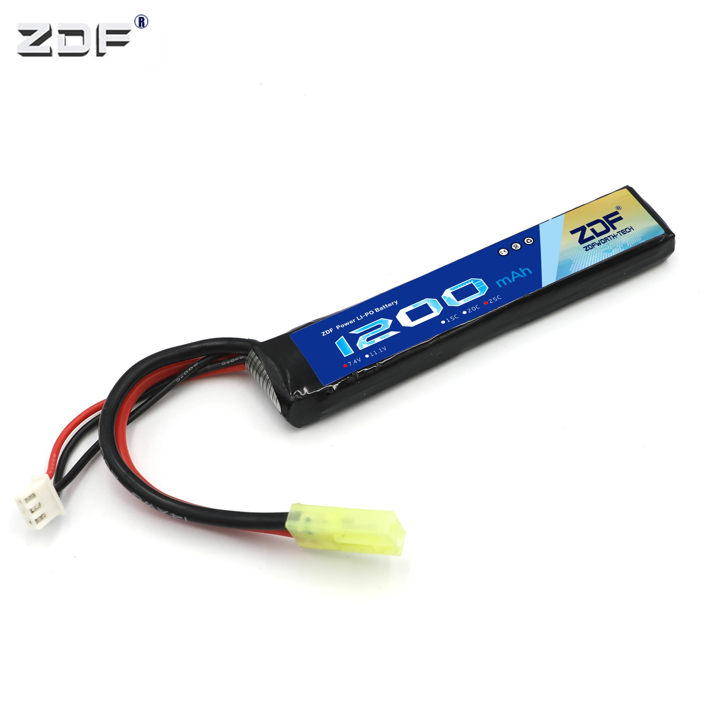 

ZDF AirSoft Gun Battery 7.4V 1200mAh 25C Max 50C 2S lipo battery with Tamiya Plug for AKKU Mini Airsoft Gun Battery RC model