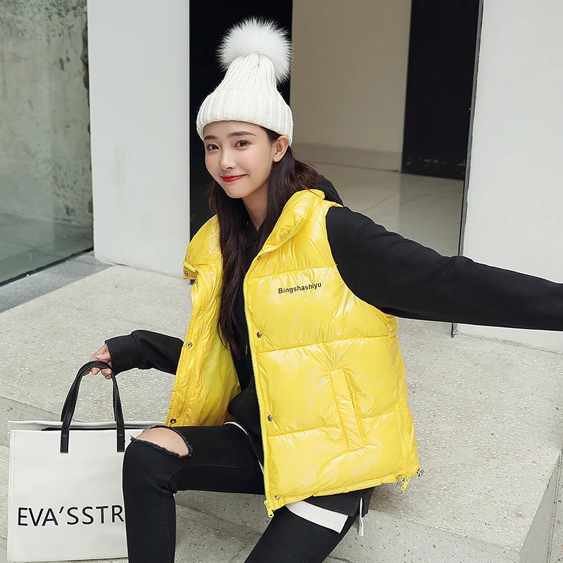 

new 2019 Winter Vest Chalecos Para Mujer Winter Jacket Women Long Vest New Korean Stand-up Collar Cotton Women Vest Gilet Femme