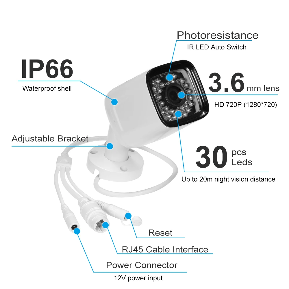 720P HD Bullet WIFI камера с защитой от атмосферных воздействий беспроводная ip 1.0MP t