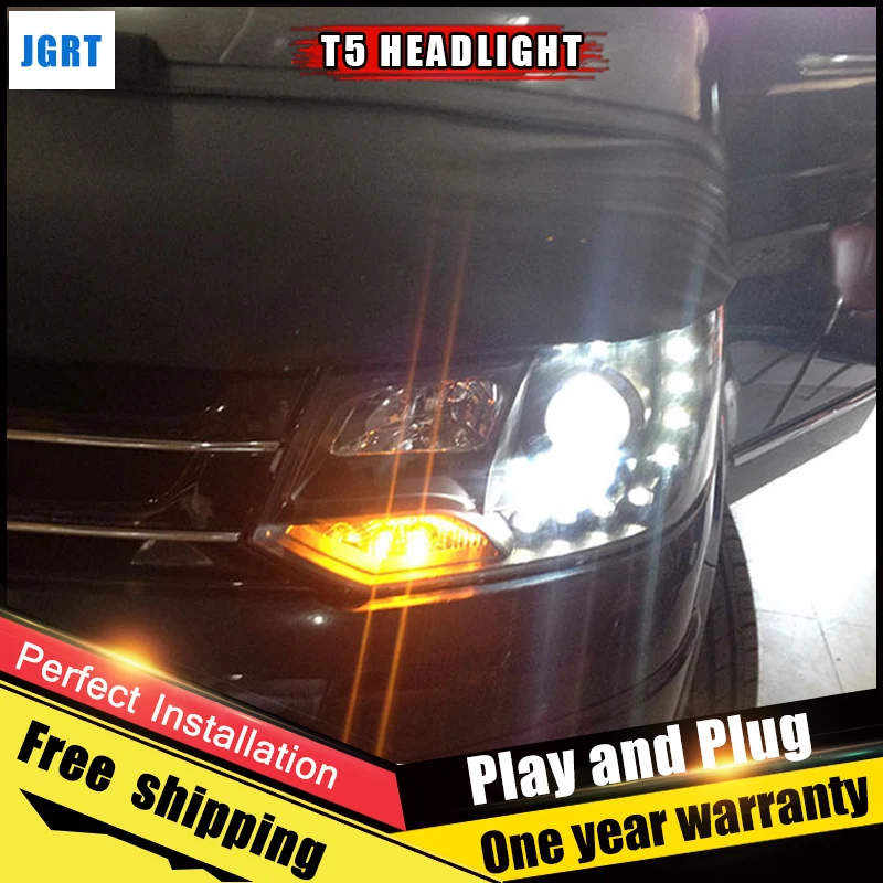 2PCS Car Style LED headlights for vw t5 2010 2014 for t5 head lamp LED