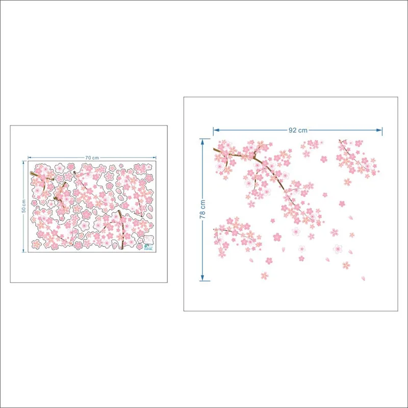 Розовый Вишневый цветущее дерево романтическая diy Наклейка на стену для дома Наклейка для девочек спальня ТВ фон декоративный магазин Кухня Фреска