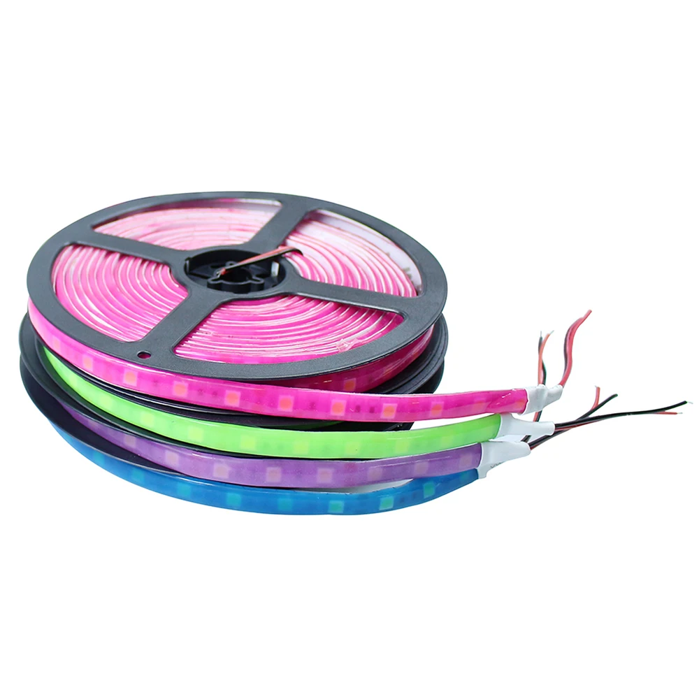 

Orange Blue Pink Purple Green Color SMD 5050 Glue Neon LED strip flexible light Waterproof 60LED/m 5m/lot