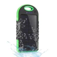 Waterproof Solar Power 5000mAh Bank Dual USB Portable Charger Outdoor Travel Enternal Battery Powerbank for iPhone Android phone